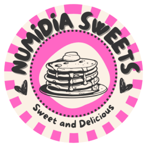 pink beige circle pancake logo